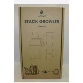 Manna 64oz Green Stack Growler 5 Piece Set Sealed NEW - Lg Travel Jug With Cups