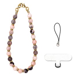 VICHUNHO Marble Beaded Phone Wrist Strap, Cellphone Lanyard with Tether Tab, Hands-Free Wristlet Bracelet