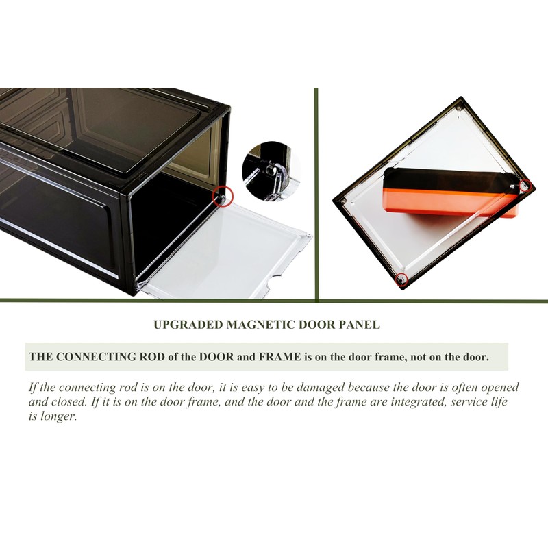 JECCICHY 10 Pack Black Shoe Storage Boxes Stackable, Plastic Shoe