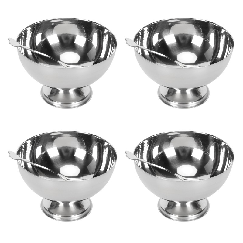 4Pcs Stainless Steel Dessert Bowl Multi Functional Drop Resistant Rustproof
