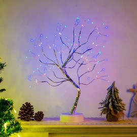 Decorative LED Shimmer Tree, 49 cm Mini Christmas Tree, Illuminated Tree for Home Interior Decoration, Parties, Birthdays & Weddings, Warm White Light, Pack of 1