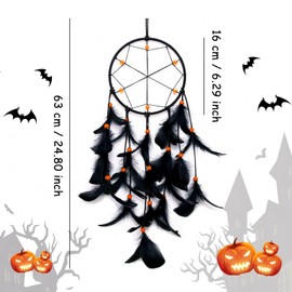WisePoint Dream Catcher, Handmade Dreamcatchers Wall Hanging Bedroom Decorations with Feathers and Beads, Wall Decorations for Bedrooms, Living Rooms, Apartments (black+orange)