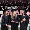 Mocsicka 2025 Congrats Grad Backdrops Black and Rose Gold Graduation