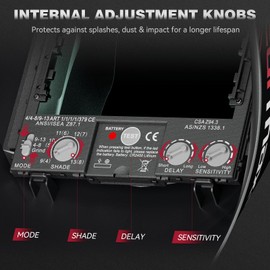 ARCCAPTAIN Internal Control Auto Darkening Welding Helmet, True Color Solar Powered Welding Hood with 4 Arc Sensors, Wide Shade 3/4-8/9-13 for ARC TIG MIG Welding Mask