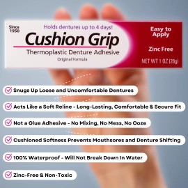 Cushion Grip Thermoplastic Denture Adhesive - 1 oz, Pack of 2