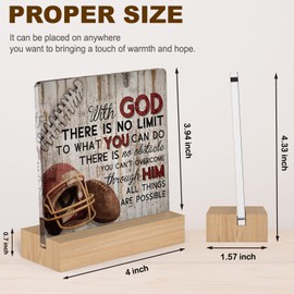 Football Inspirational Gifts for Football Lovers, Fall Football Season Docer for Home Desk Table Decor Positive Plaque with Wooden Stand, Faith Encourage Gifts for Teen Men Coach Gym Women Son Senior Night Coach