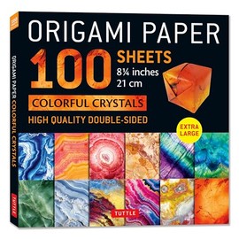 Origami Paper 100 sheets Colorful Crystals 8 1/4": Extra Large Double-Sided Origami Sheets Printed with 12 Different Patterns (Instructions for 5 Projects Included)