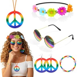 Disfraz de los 80 mujer – Set 6 piezas hippie de seda wuysgay CSXPZS6ZZYMX-XJYMX