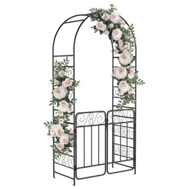 7.2FT Heavy Duty Garden Arch Arbor with Gate Rust-Proof Steel Climbing Plant Trellis Wedding Arch for Patio, Lawn & Yard Decor