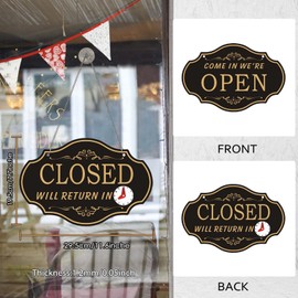 Adfitjo Open Sign, 11.6" x 7.7" Open Signs For Business, Double Sides with “Will Return” Clock,Business Store Office Bars Retail Shop