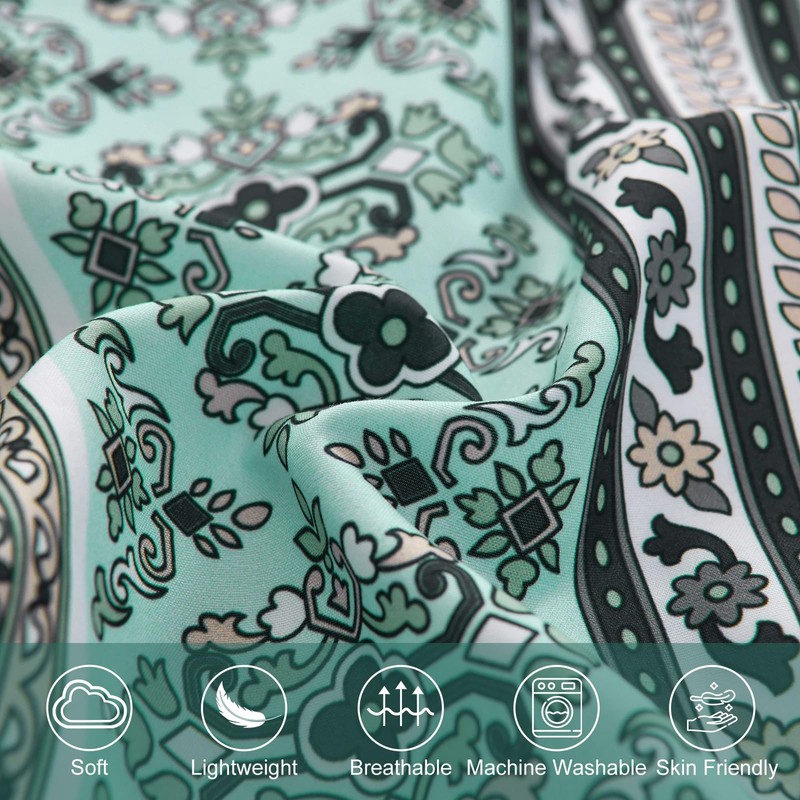 WONGS BEDDING Double Size Bohemian Duvet Cover Mint Green Colorful
