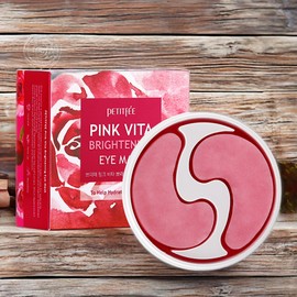 Petitfee Eye Area Treatment Dark Circle Pink Vita Brightening Eye Mask 2 Pieces 60 Pieces / 쁘띠페 눈가 트리트먼트 다크서클 핑크 비타 브라이트닝 아이마스크 2개 60개입