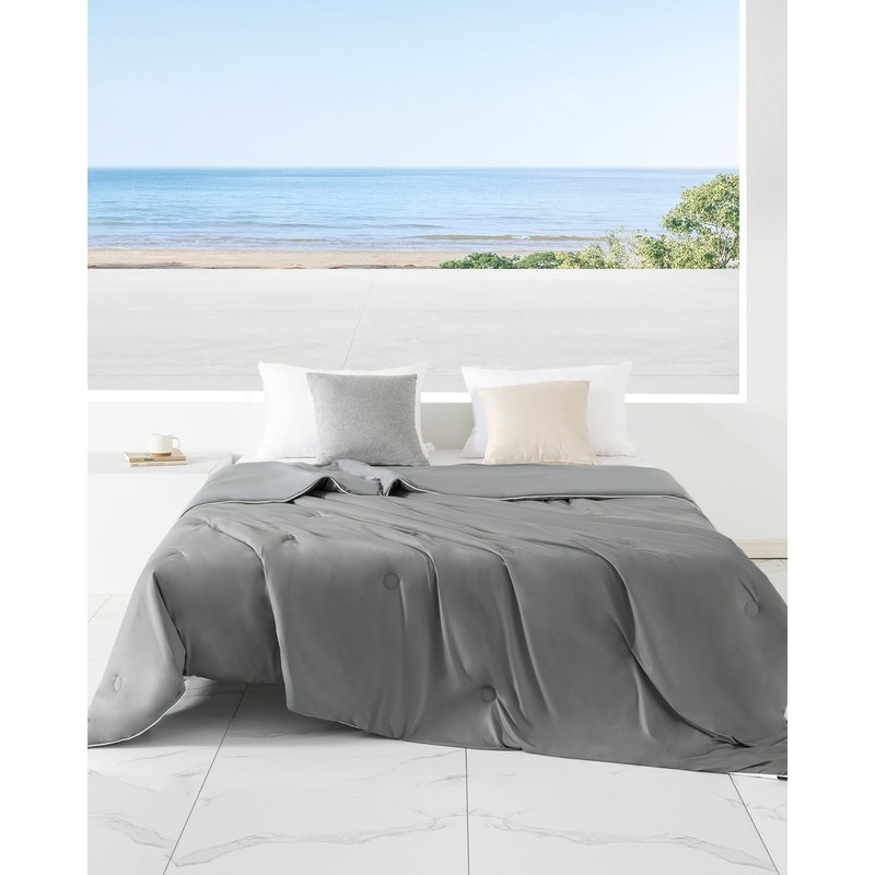 VK·LIVING Cooling Comforter Queen Size, Q-Max>0.55, Outlast® Tech Double Sided