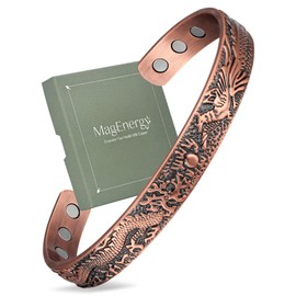 MagEnergy Copper for Men 99.99% Pure Copper 3500Guass Magnetic 7.5in Vintage Dragon, Blessing and Peace New Year Father's Day Gift
