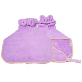 BT Bear Dog Bathrobe, Super Absorbent Quick Dry Microfiber Coat Hooded Bath Towel for Puppy Small Medium Dogs (Medium, Purple)