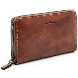 Gianni Conti Made in Italy Womens Real Italian Leather Zip Around Continental Large Zip Around Purse 918106 (Tan)