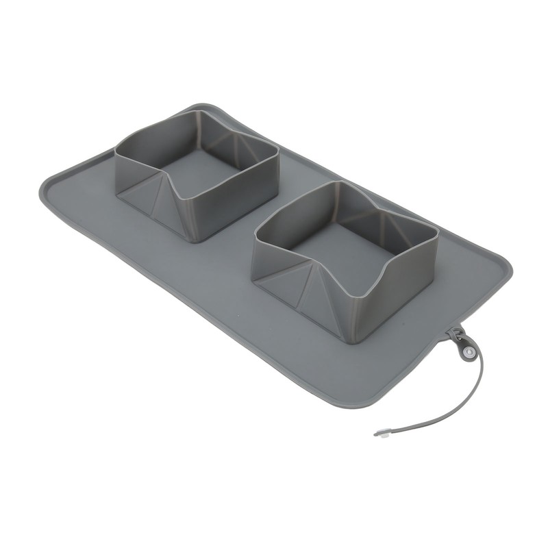Silicone Double Bowl Dog Mat Foldable Anti Slip Pet Food
