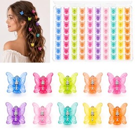 80 pinzas para el cabello de mariposa para mujer, 10 colores con purpurina, pinzas pequeñas de garra de 0.6 pulgadas/0.6 in, accesorios para el cabell