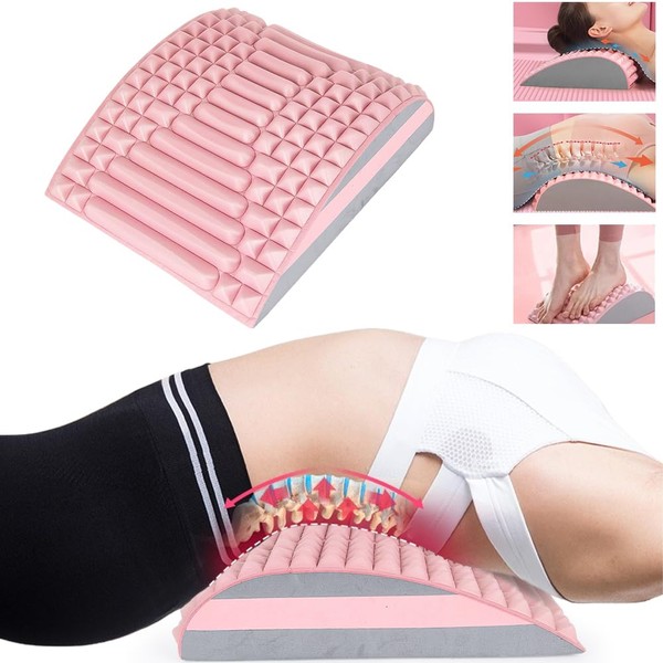 Tutamaz Neck & Back Stretcher, Neck and Back Stretcher, Back Massager and Neck Stretcher, 2 in 1 Back Trainer, Back Stretching Device for Relieving Neck Pain and Back Pain (Pink)
