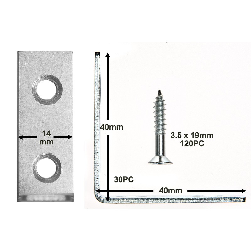 Angle Brackets - Zinc Plated Steel Corner Brackets for Wood,