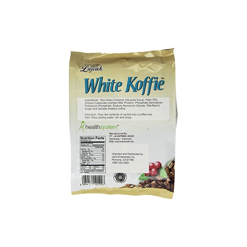 LUWAK White Koffie LOW ACID (3in1) Instant Coffee 13.5oz, Pack