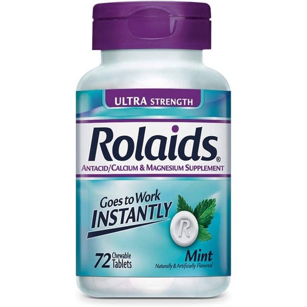 Rolaids Ultra Strength, Mint Chewable - 72 Tablets, Pack of 6