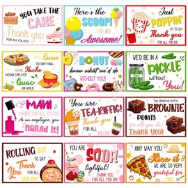 Motiskyy 24 Pieces Funny Thank You Cards Bulk Cute Pun Dessert Thank You Notes Compliment Cards Blank Notecards for Teacher Appreciation Employee Business Coworkers Birthday Valentines Gift