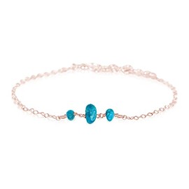 Apatite Beaded Chain Anklet in 14k Rose Gold Fill
