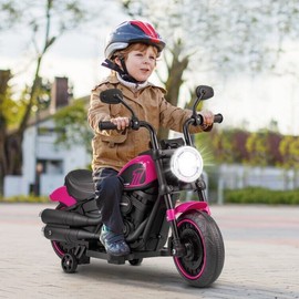 Costway Children Electric Motorcycle Ride on Motorbike w/Training Wheels & LED Headlight
