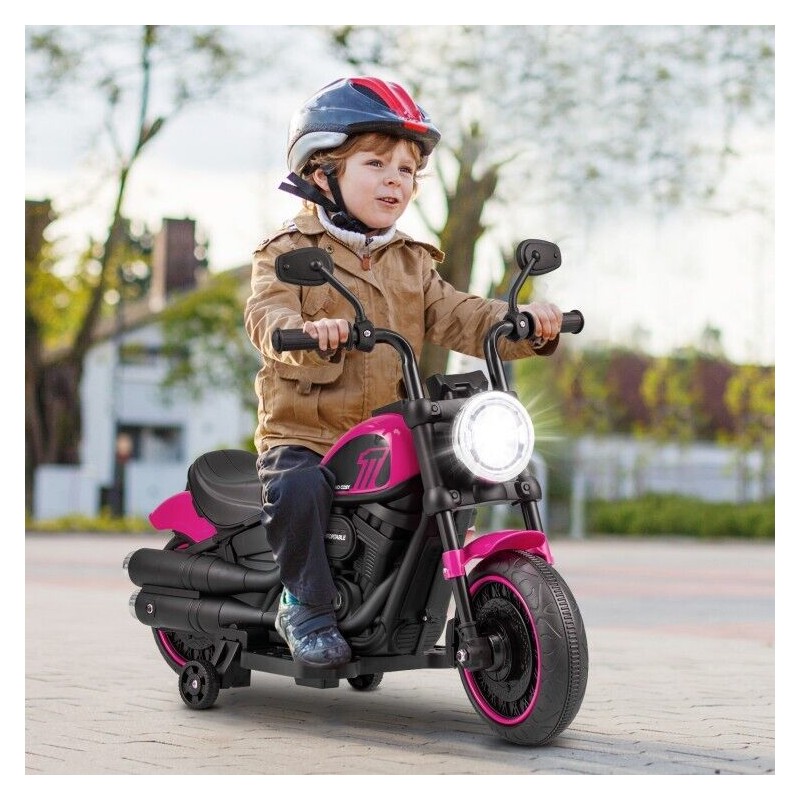 Costway Children Electric Motorcycle Ride on Motorbike w/Training Wheels &