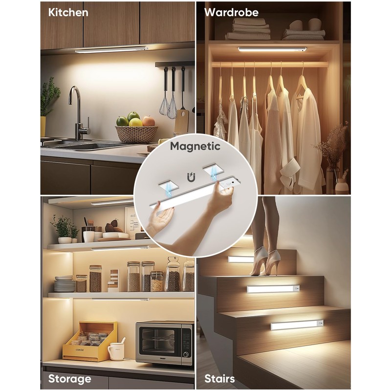 Under Cabinet Lighting Wireless, 2200mAh Rechargeable Motion Sensor Light Indoor,