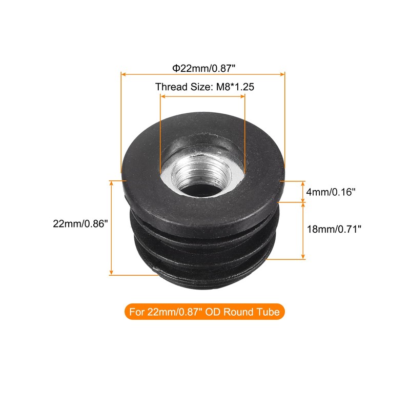 sourcing map Pack of 8 Round Pipe Inserts with M8