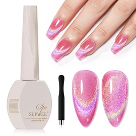 SUPWEE UV Gel Polish Cat Eye with Magnetic Nail Gel Polish Holographic Cat Eye Gels Nails for Home DIY 15ml/0.54fl oz with Magnet Soak Off UV Manicure Gift for Women Girls