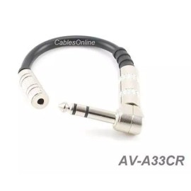 Cablesonline 4in 3.5mm Stereo Female to 1/4" Stereo Right Angle Plug Audio Adapter, Av-A33CR