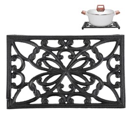 Sumnacon Rectangle 10 x 6.1 Inch Cast Iron Trivet - Rustic Heat Resistant Metal Trivet for Hot Dish Pot Pan Teapot, Vintage Sturdy Hot Plate Pad for Kitchen Dining Countertop Table