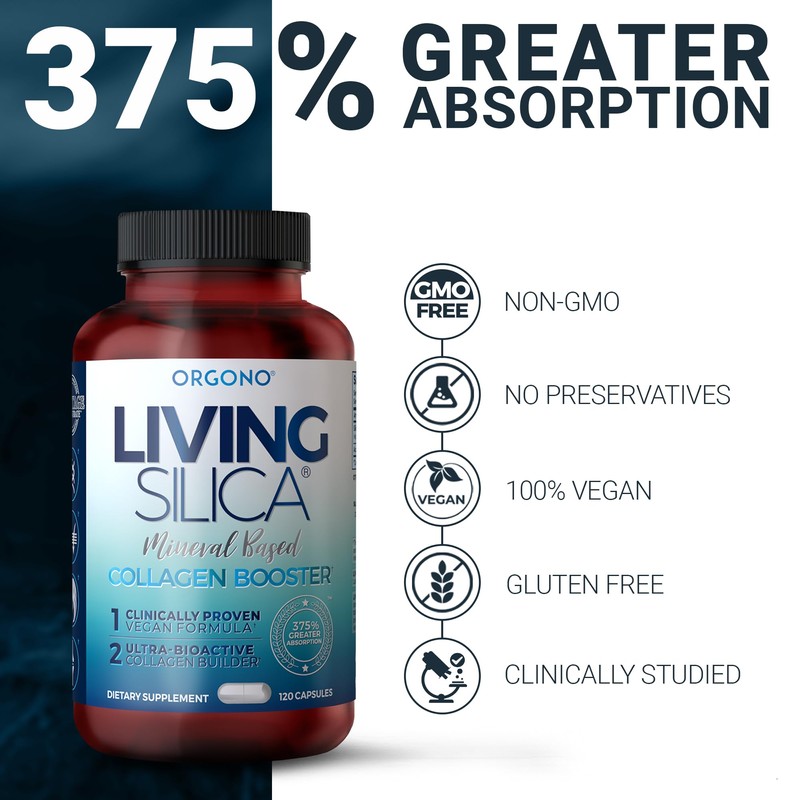 Living Silica ORGONO Mineral-Based Collagen Booster Capsules | Silica-Based |