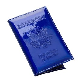 Pretty Little Passports Chrome Passport Cover Vaccine Card Holder Combo, Passport Holder with Vaccine Card Slot (Blue)