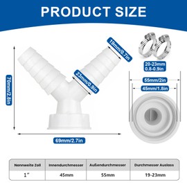 XHNKEG Washing Machine Connection Adapter, Double Connection Washing Machine 1 Inch Drain Pipe Washing Machine Drain Y-Shaped Washing Machine Connection for Dishwasher