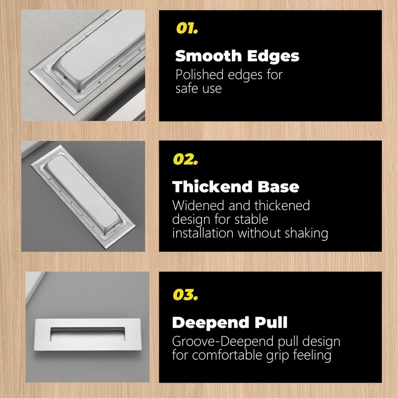 bealy Pocket Door Handles and Edge Pull Matte, 2 Set