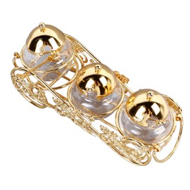 ZJchao Canisters Sets For The Kitchen, 3 Piece Set European Style Gold Sugar Jar Black And Gold Kitchen Decor Airtight Glass Jars with Lid Spoon For Hotels Restaurant