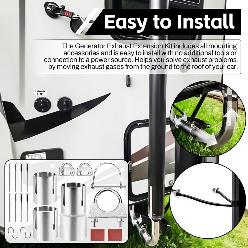 BSTGEKELY 44461 RV Generator Exhaust Extension Kit, RV Generator Exhaust