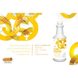 ClogBuster Non-Acidic Drain Opener and Clog Remover, Commercial Grade, 1 Quart…