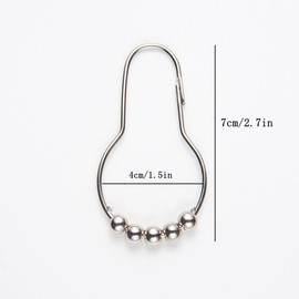 Shower Curtain Hooks, Decorative Rust Proof Stainless Steel Shower Curtain Hooks for Bathroom Shower Rods Set of 12, Polished Nickel (Chrome，12pcs)