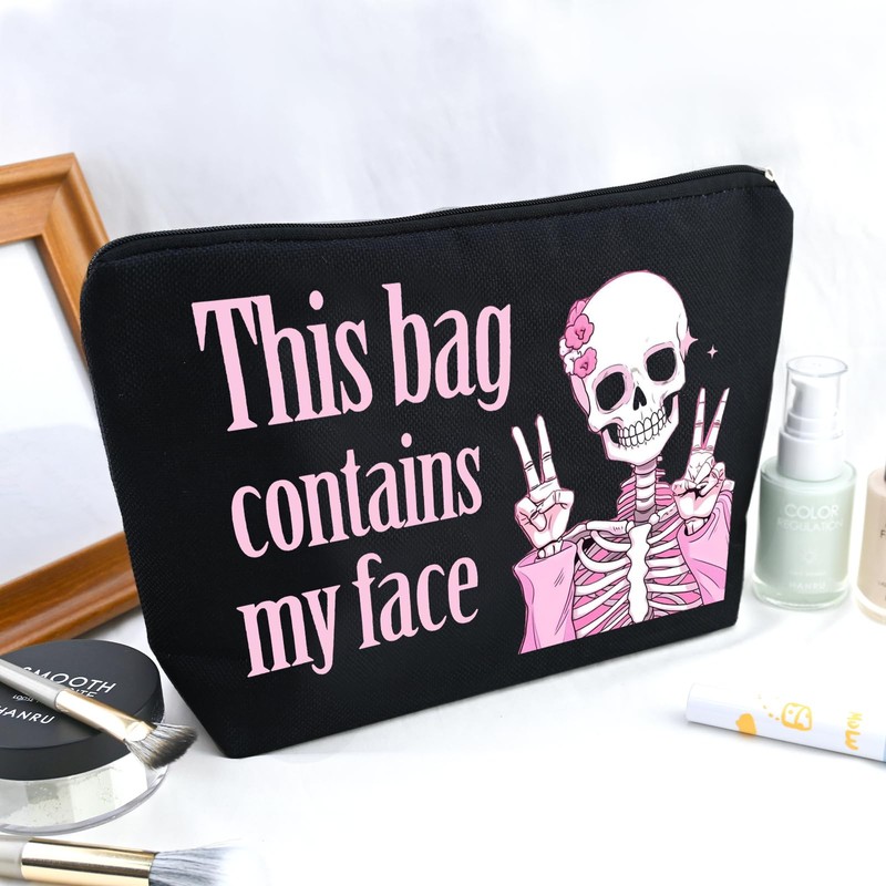 YINSSA Skeleton Gifts Makeup Bag For Women Friends Sister Spooky