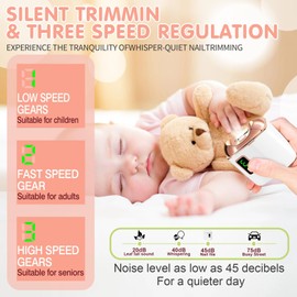 Electric Nail Clipper with LED Light, USB Rechargeable Nail Trimmer, 3-Speed Fingernail Manicure for Baby, Kids, Seniors, and Adults - Perfect for Elderly Nail Care-RED