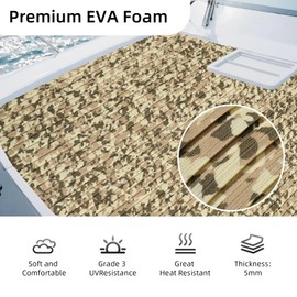 Hjdeck Boat Flooring Camo EVA Foam Boat Decking Self-Adhesive Backing 47.2"x16.1" Non-Slip Boat Flooring 5mm Soft Foam Decking for Boats Yacht Kayak Motorboat RV Swimming Pool Golf Cart Cooler Tops