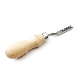 Becho French Edge Skiving Tool 0.23 Inch Wide Mouth Leather Beveler Tool Leather Edge Trimmer with Wooden Handle for Stitching and Lacing Lines