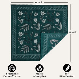 THENEXTLOVE Soft Cotton Viscose Bandana 22''x22'' for Women and Men Multi-purpose Headband Hair Scarf Handkerchief as Gifts(A6-Dark Green)