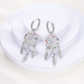 NARMO Dangle Drop Earrings, 925 Sterling Silver Earrings, Cubic Zirconia Hoop Earrings, Evil Eye Dangle Drop Earrings, Moon and Star Earrings, Butterfly Earrings for Women, Girls, Sterling Silver