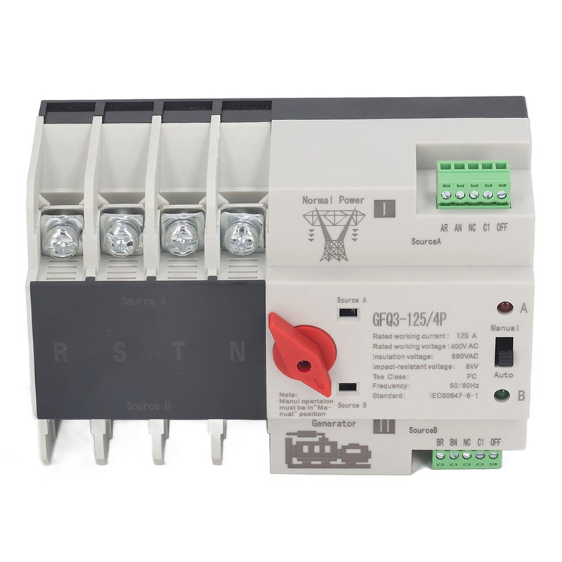 4P Automatic Transfer Switch 35mm Rail Mount Dual Power Generator